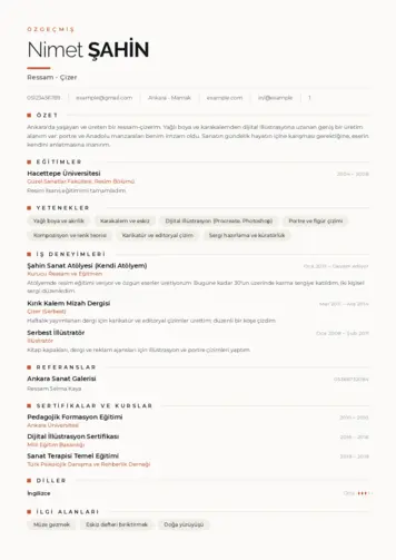 Ressam Cv Örnekleri cv indir